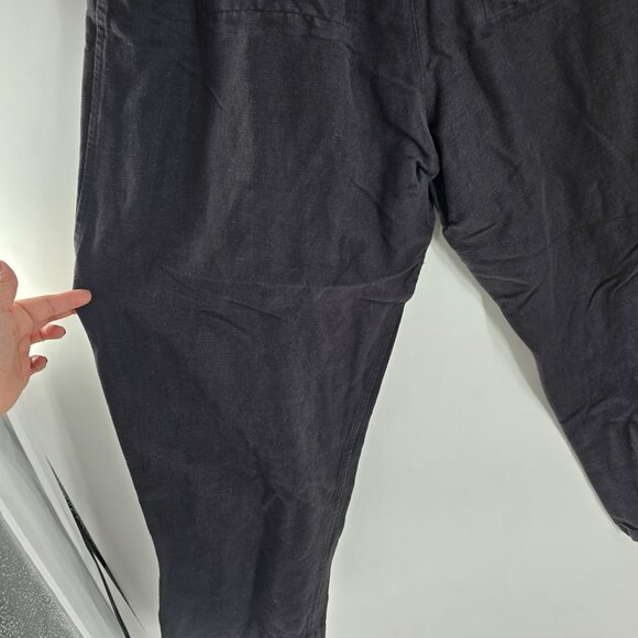 Able Black Linen Cotton Blend Charlie Tapered Oversize Pants Pockets Size 14 - Picture 2 of 12